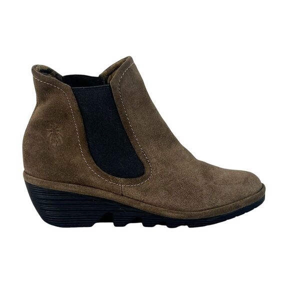 Fly London boots womens‎ 39 Yade booties wedge pull on P500426003 Green Beige - Picture 1 of 8